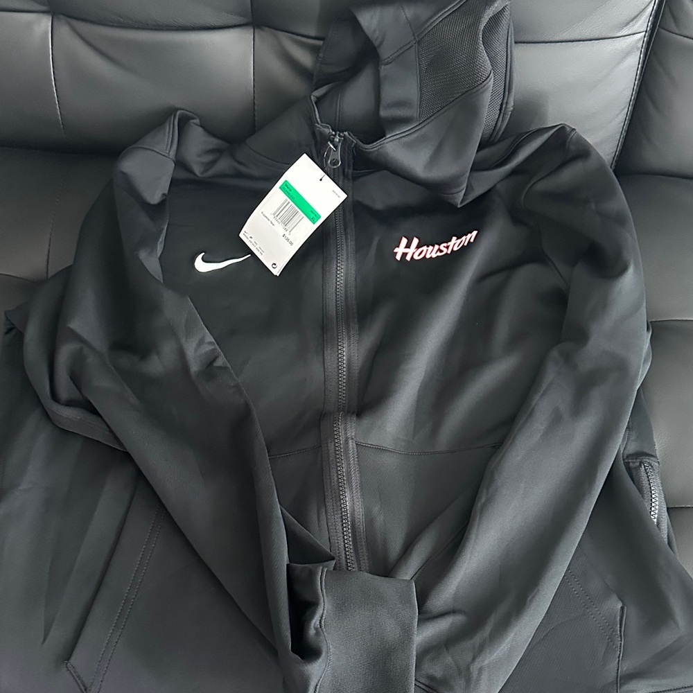 Nike Black and Pink Houston Zip-Up Hoodie